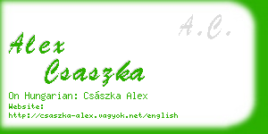 alex csaszka business card